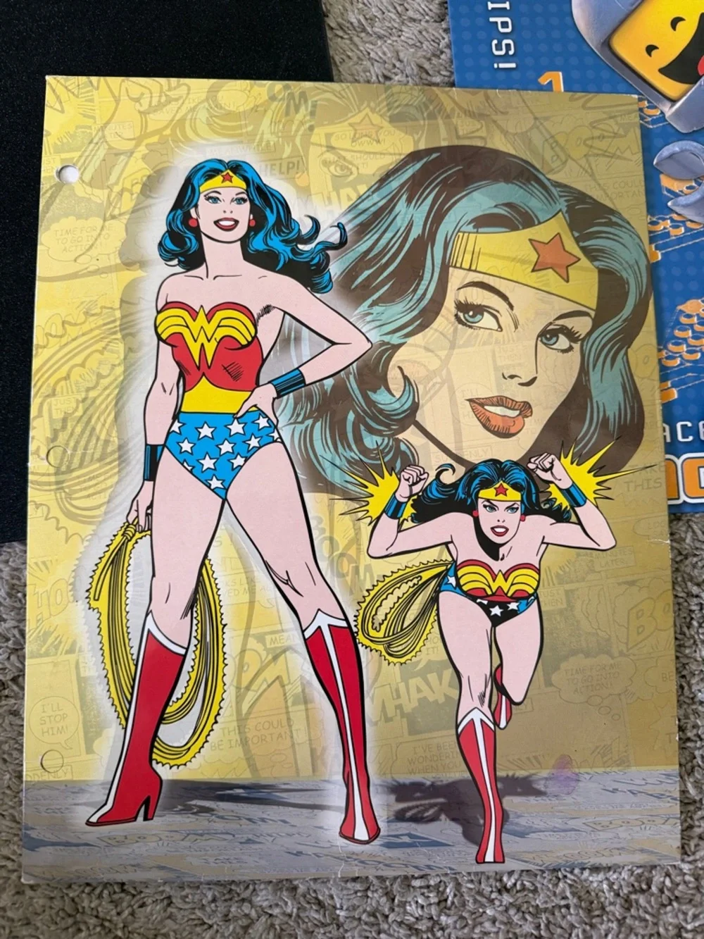 DC Comics Wonder Woman 3-Piece Binder and Folder Set - Yellow, Red, Blue